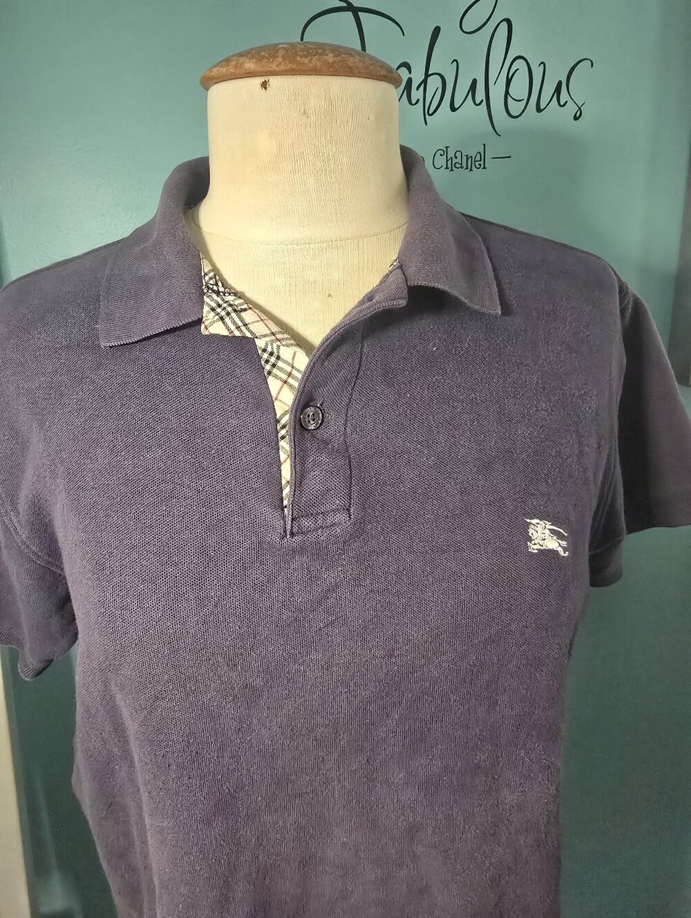 Men's Navy Burberry Black Polo with Chest Logo - Picture 4 of 11
